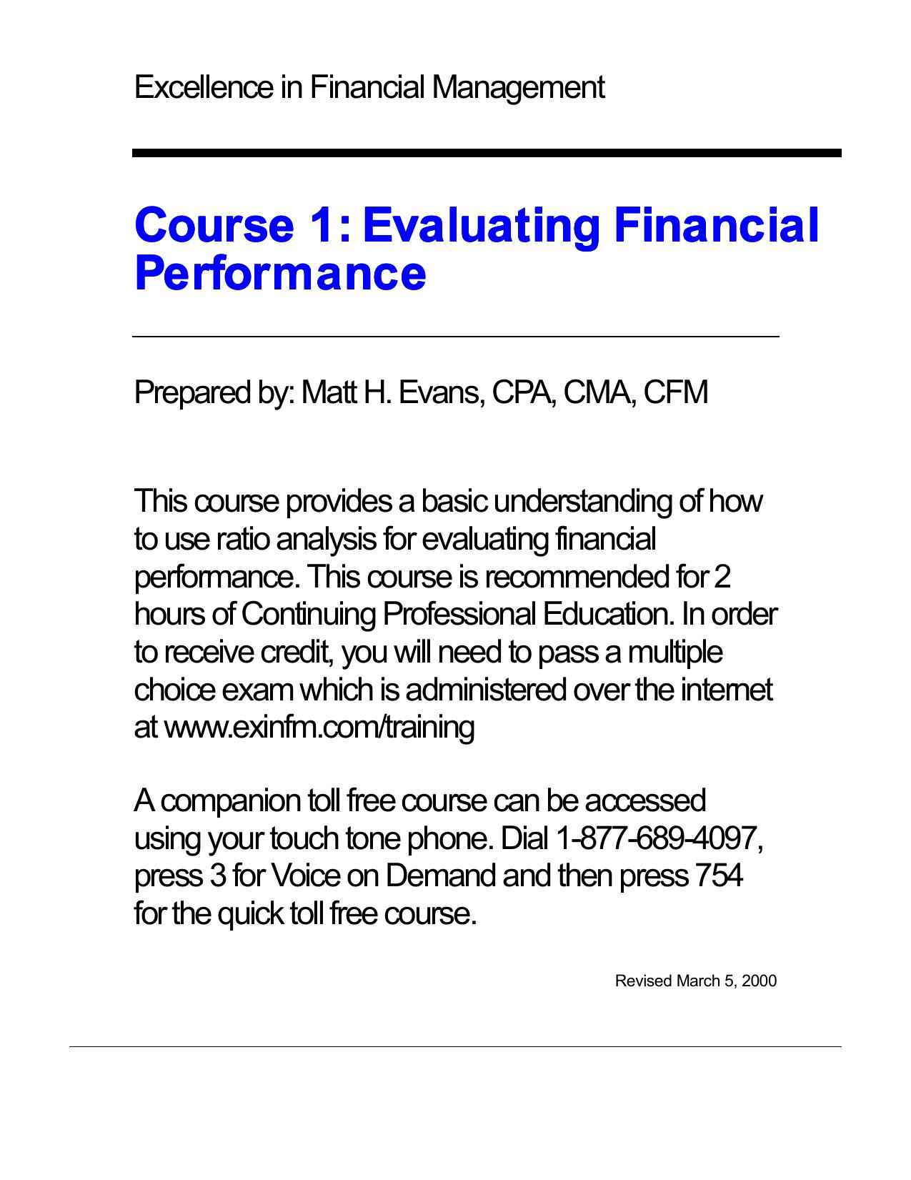 Evaluating Financial Performance