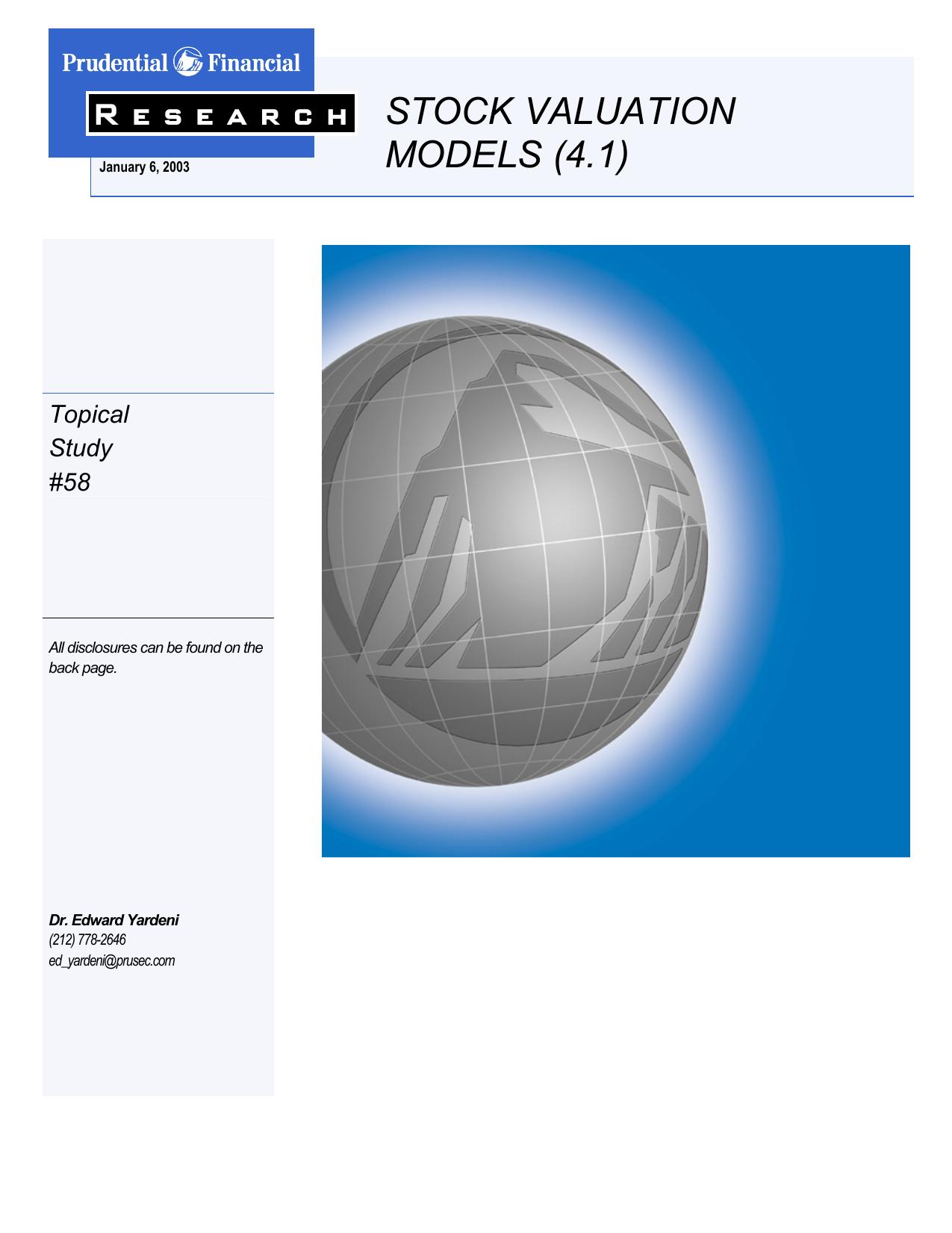 Prudential Financial Research Stock Valuation Models