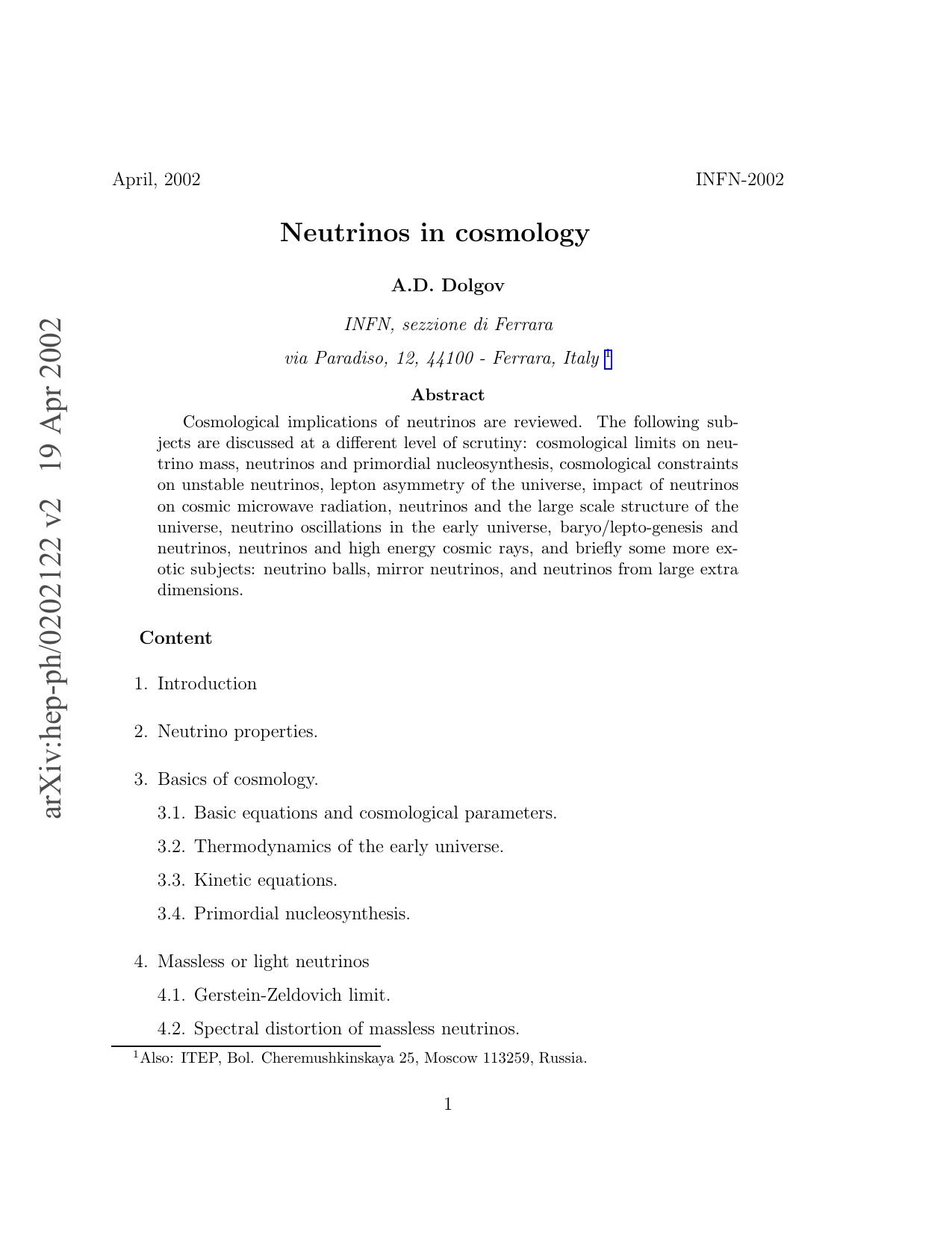 Neutrinos in Cosmology