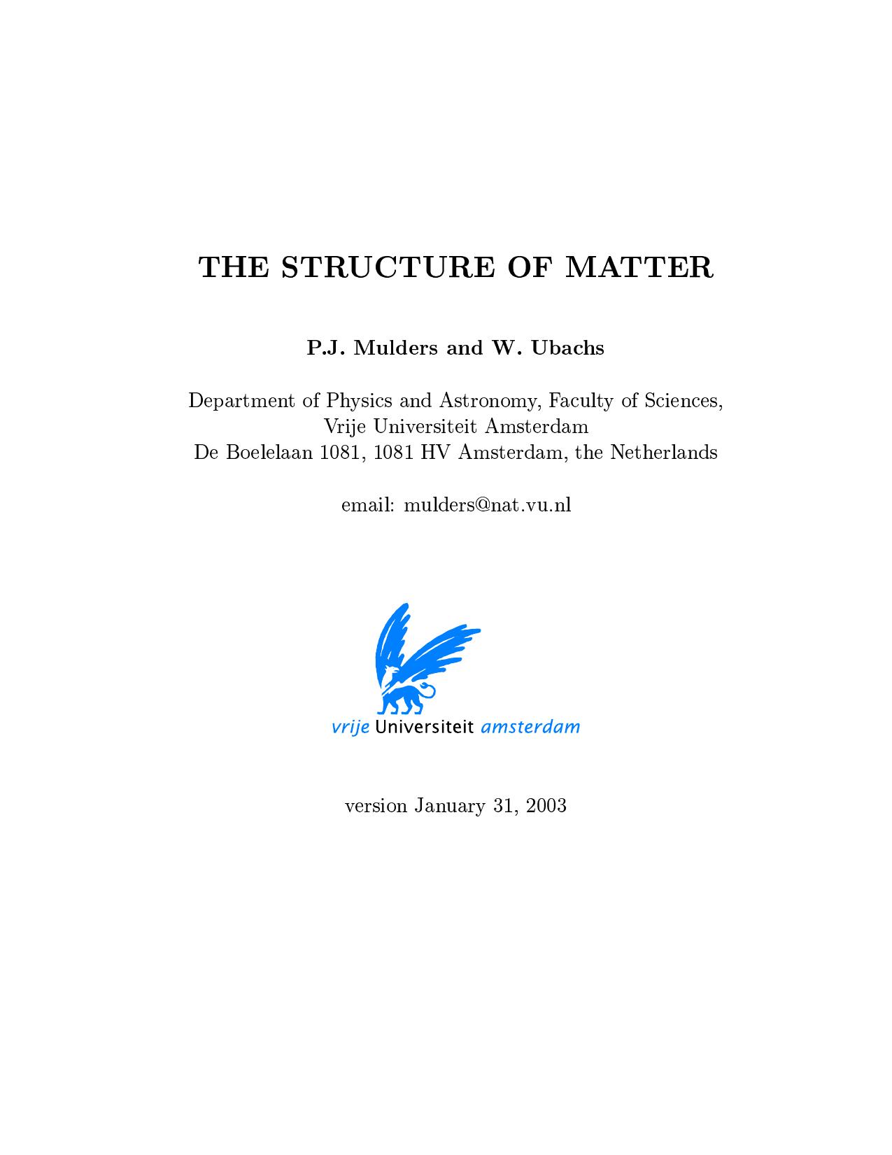 The Structure Of Matter