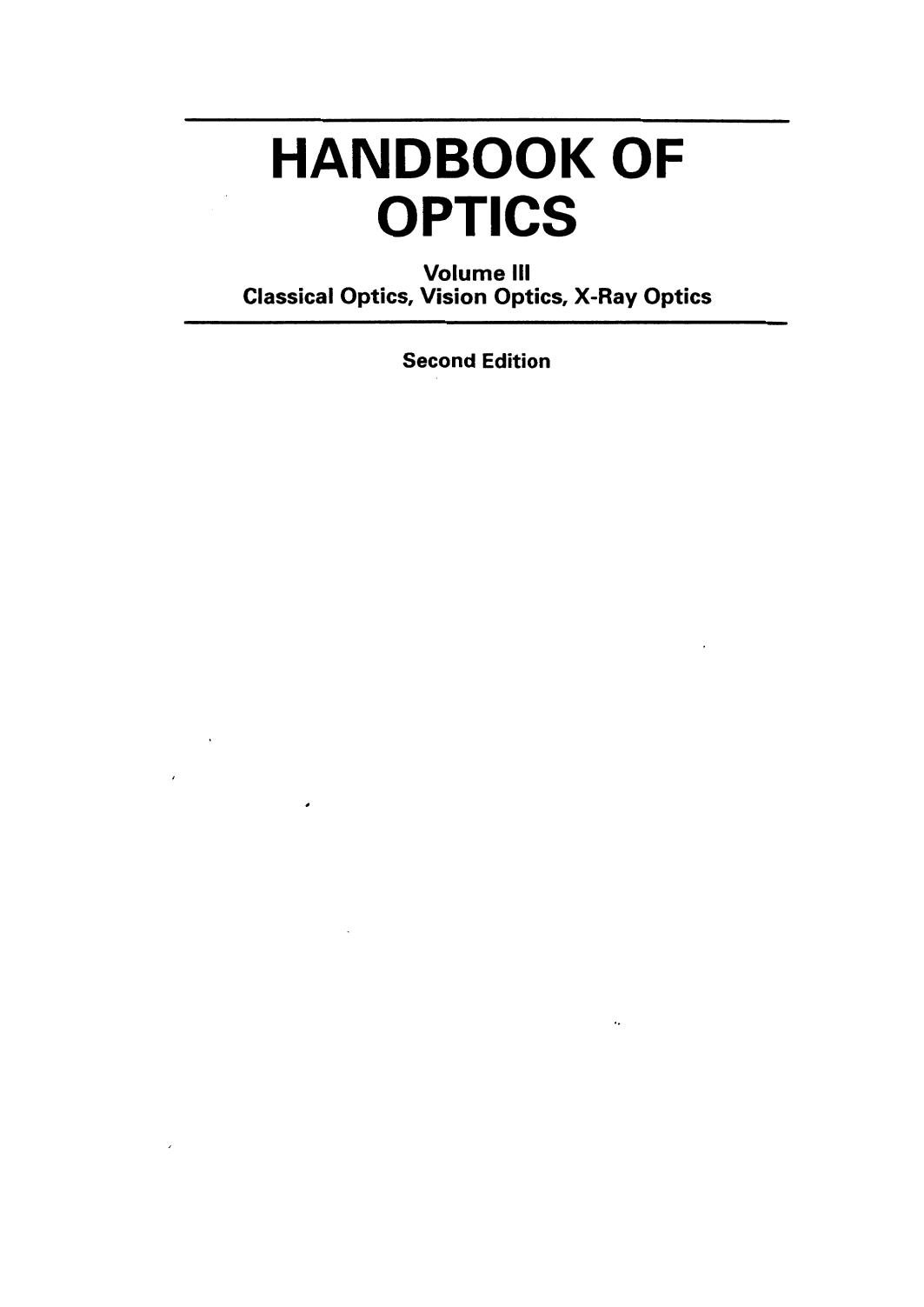 Handbook Of Optics Second Edition Vol.3