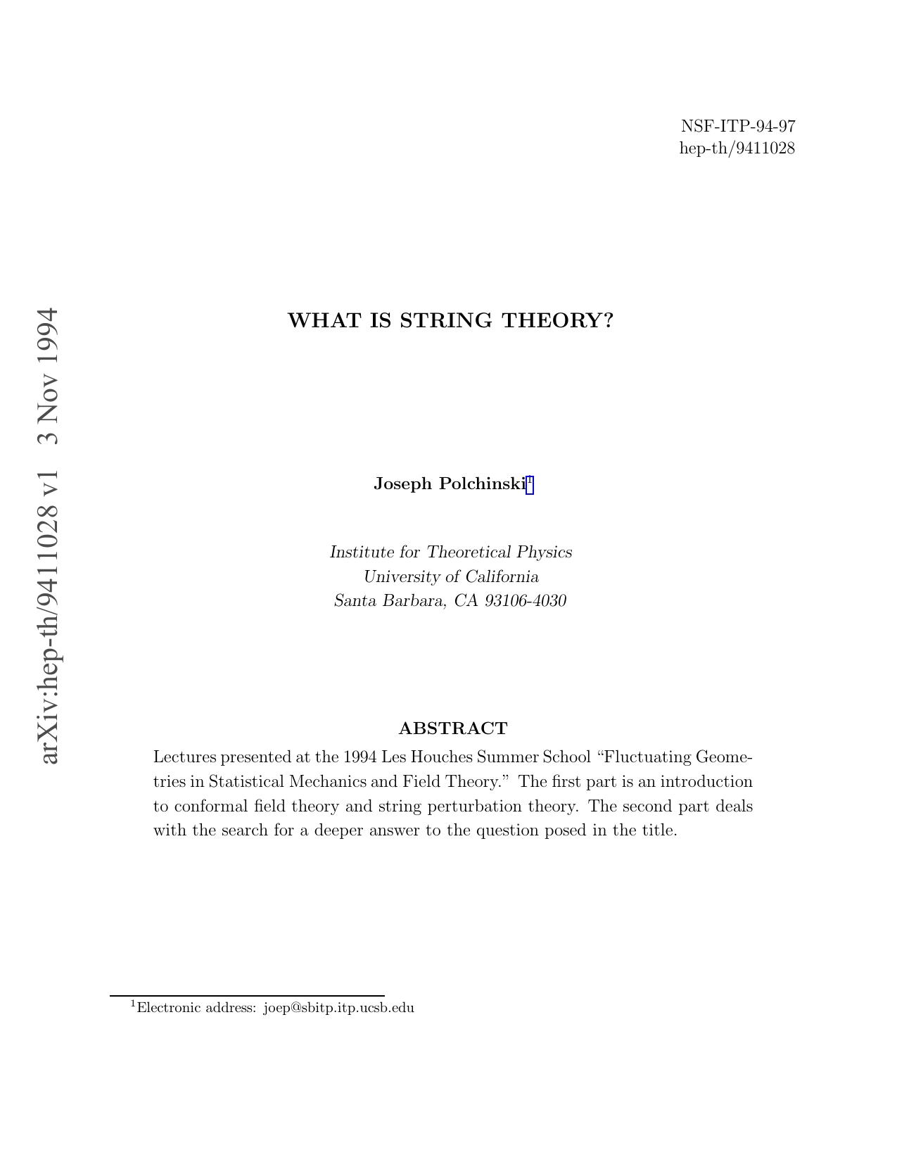 What Is String Theory