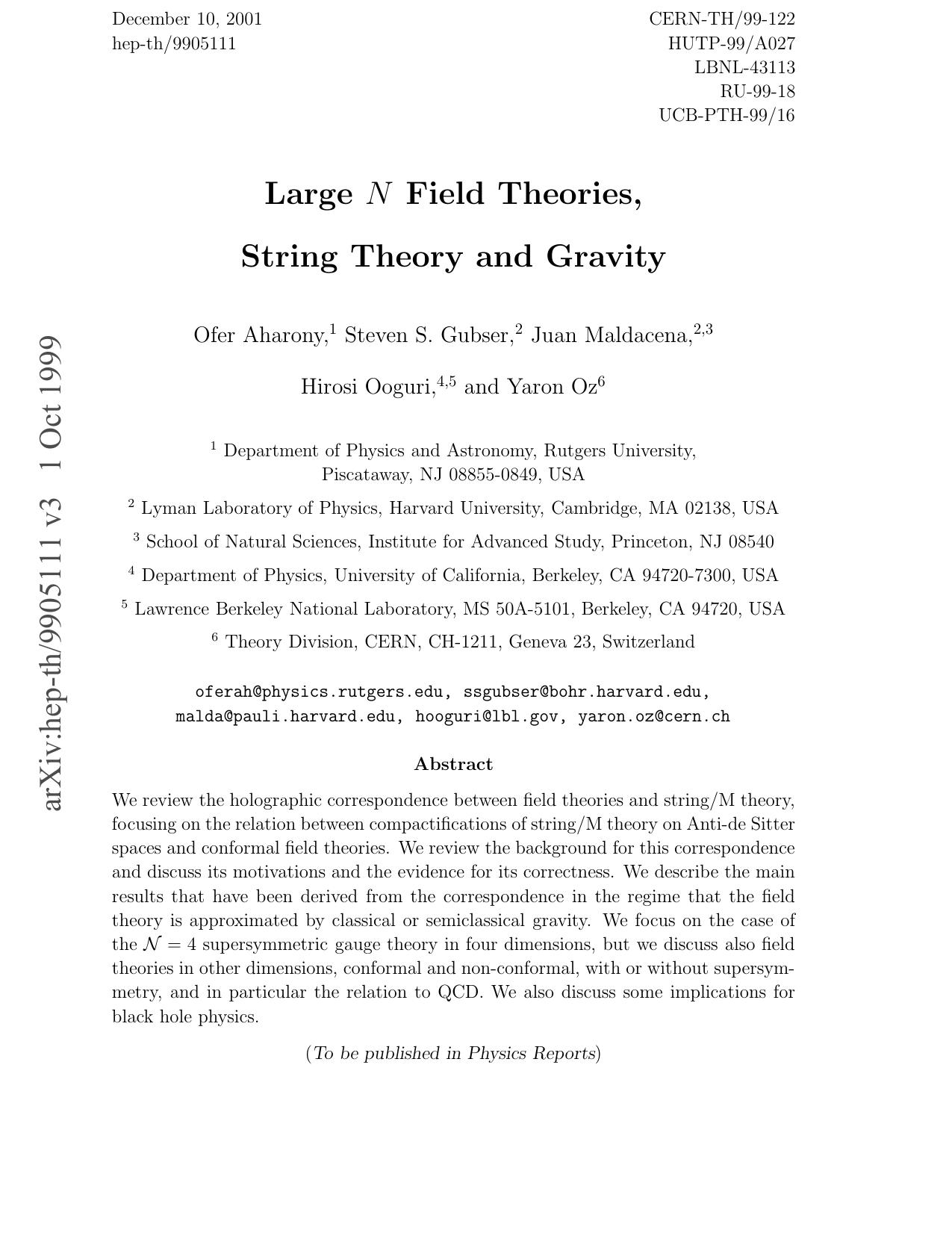 arXiv:hep-th/9905111 v3 1 Oct 1999