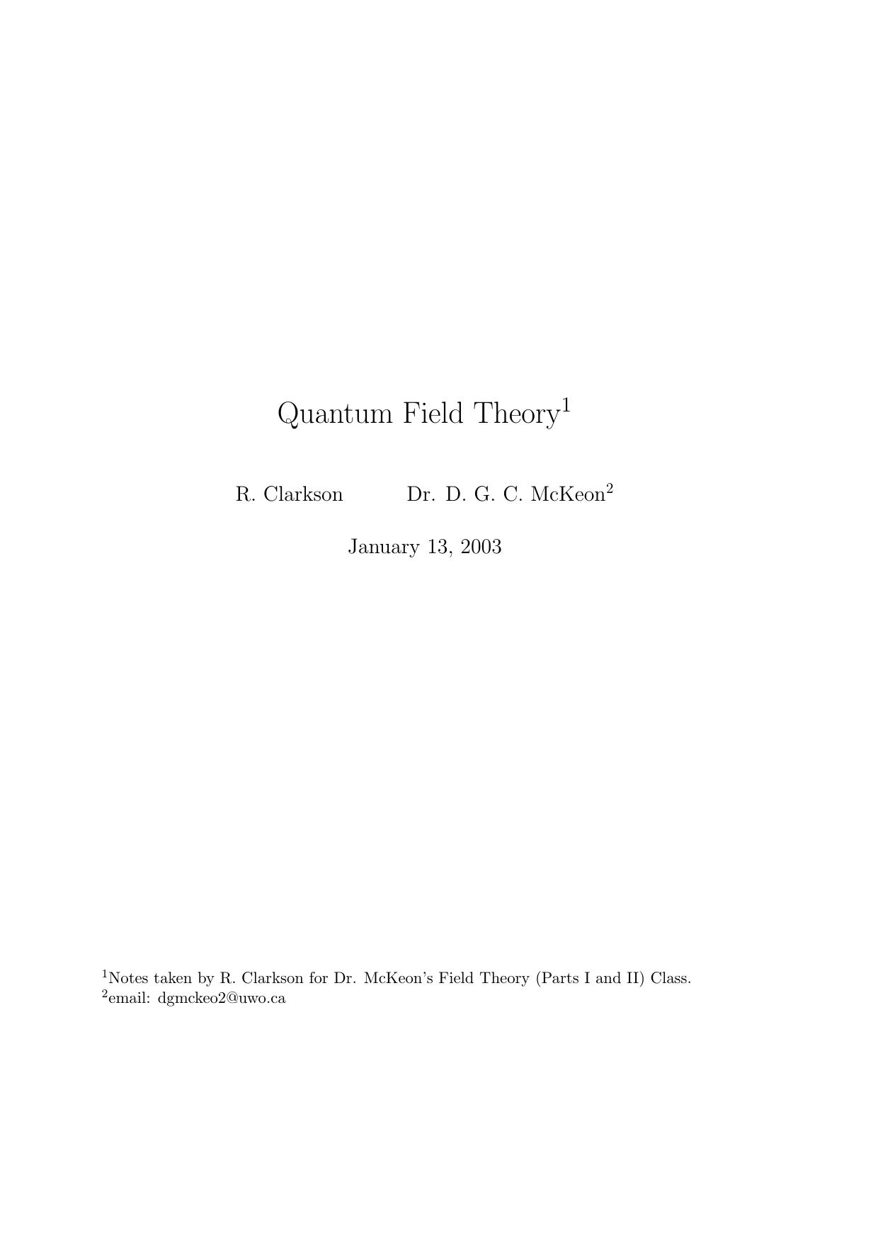 Quantum Field Theory