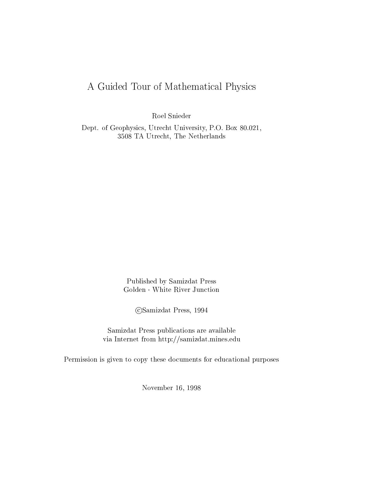 A Guided Tour of Mathematical Methods: For the Physical Sciences:2nd (Second) Edition