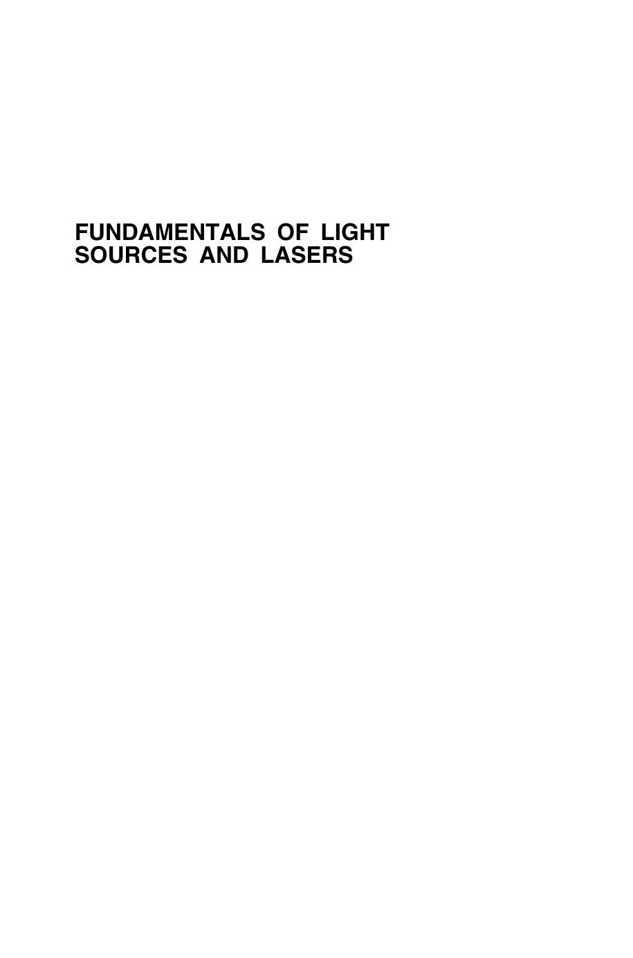 Fundamentals of Light Sources and Lasers