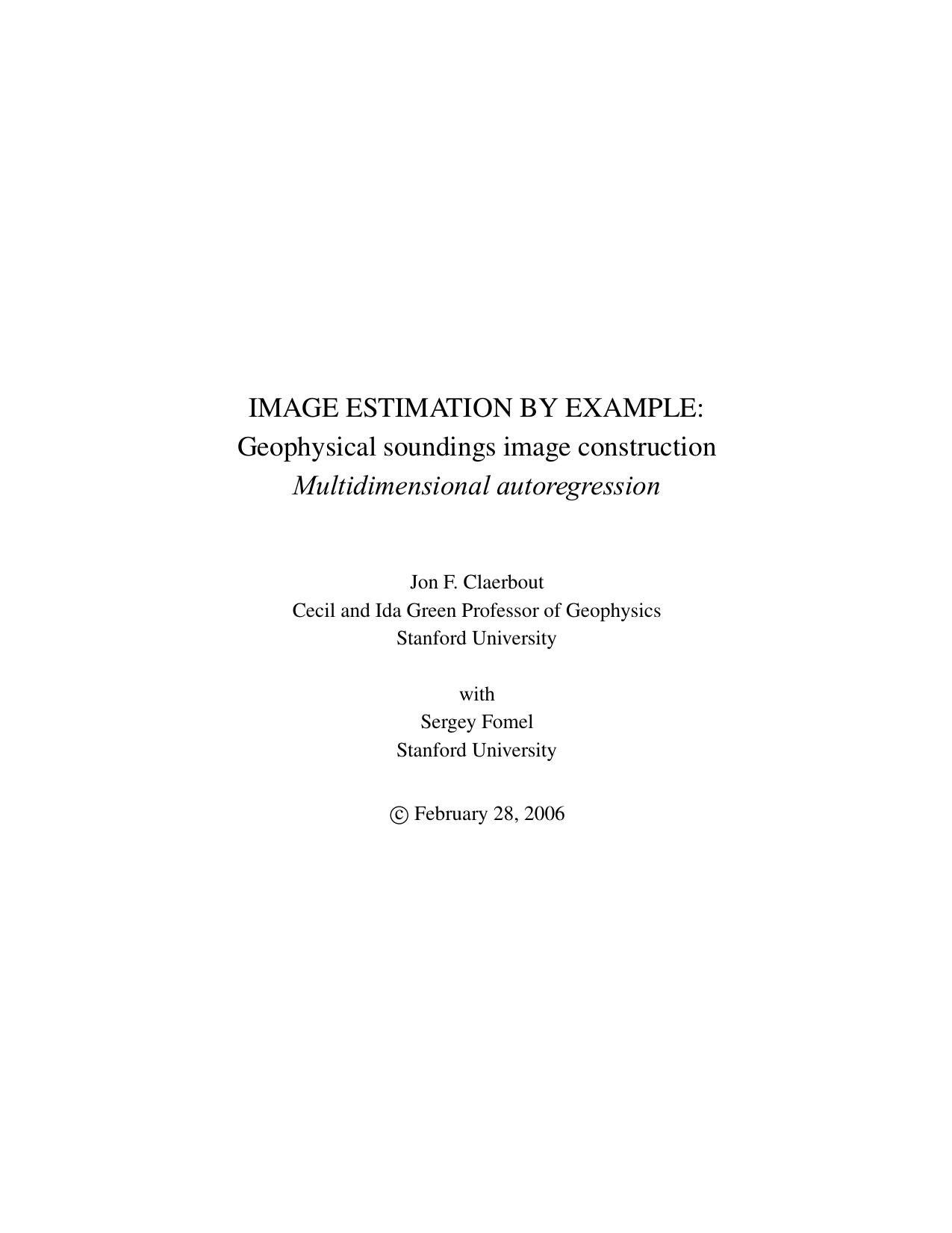 Geophysical Soundings image construction Multidimensinal autoregression