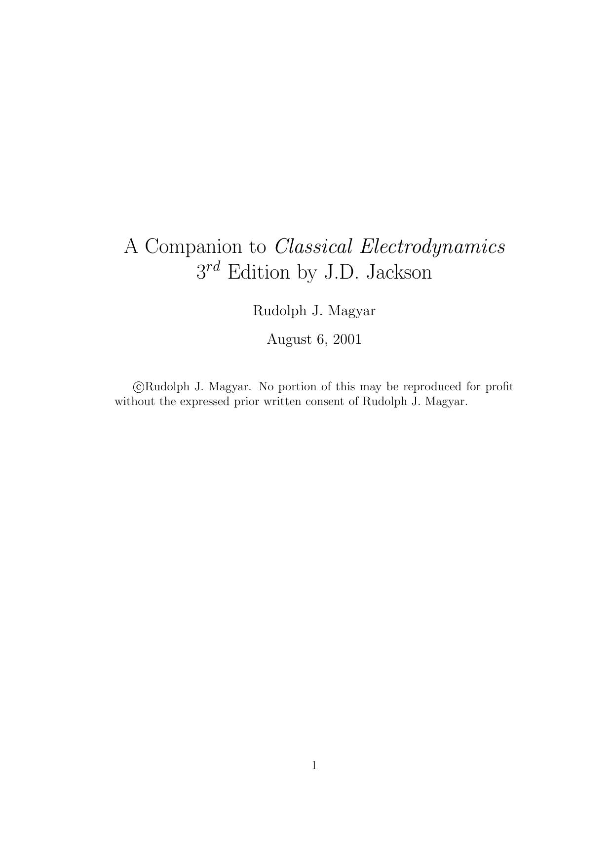 A Companion to Classical Electromdynamics
