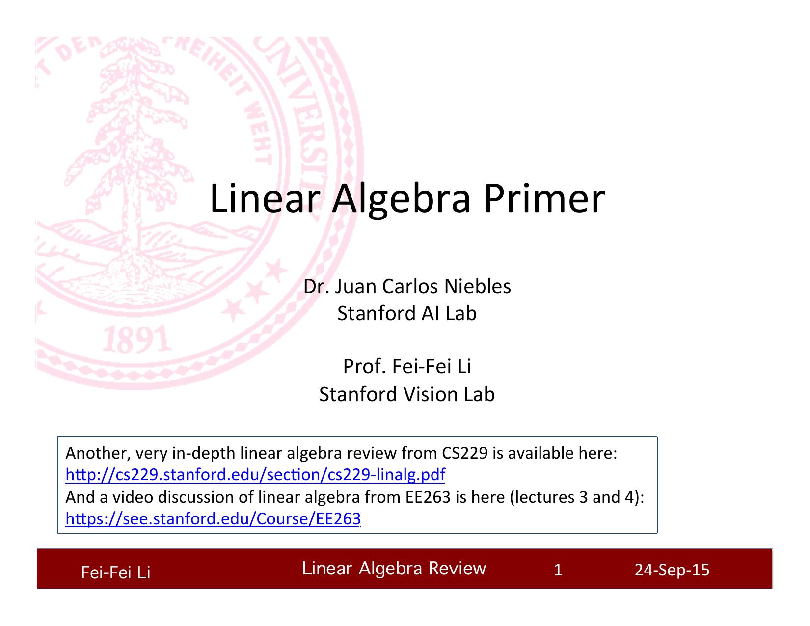 Linear Algebra Primer