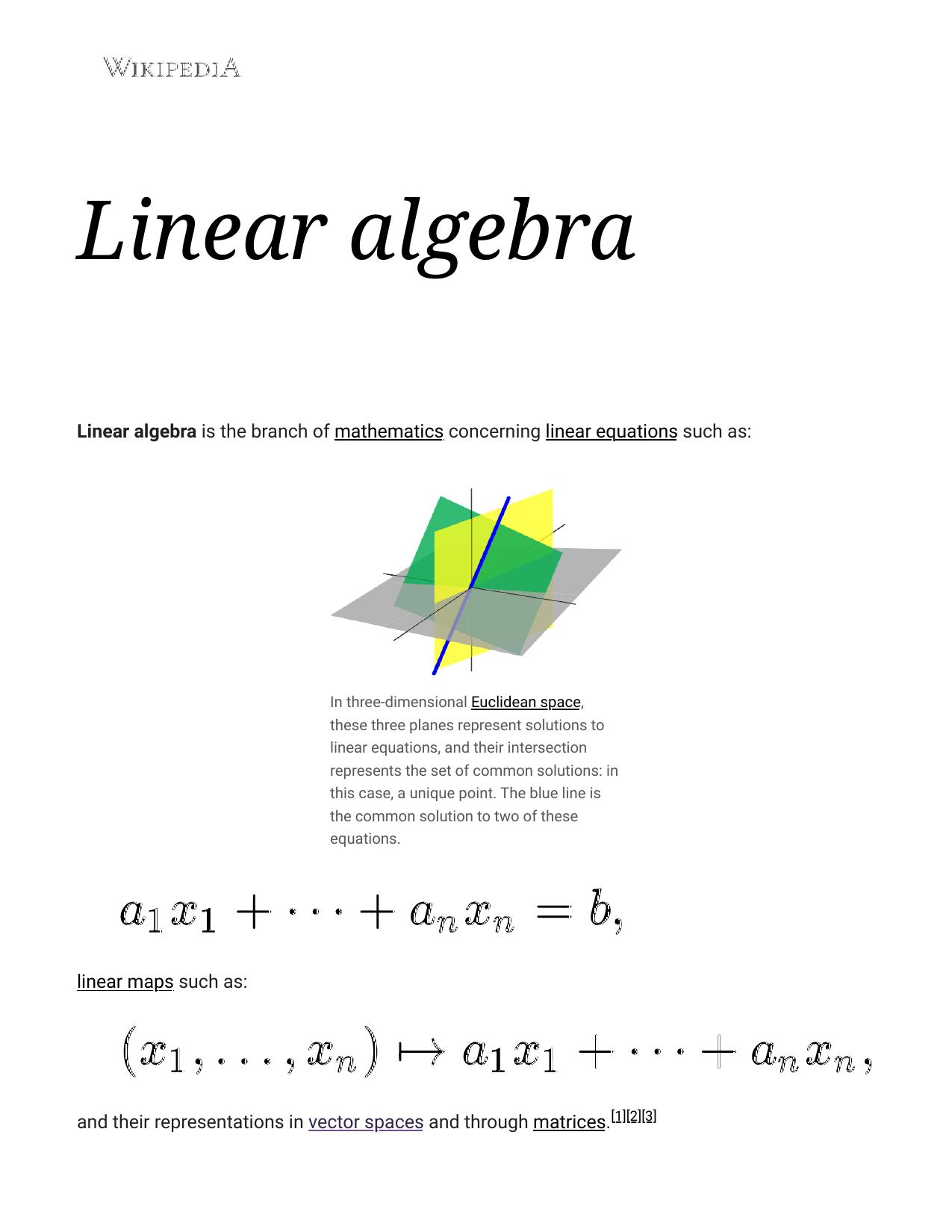 Linear algebra Wikipedia