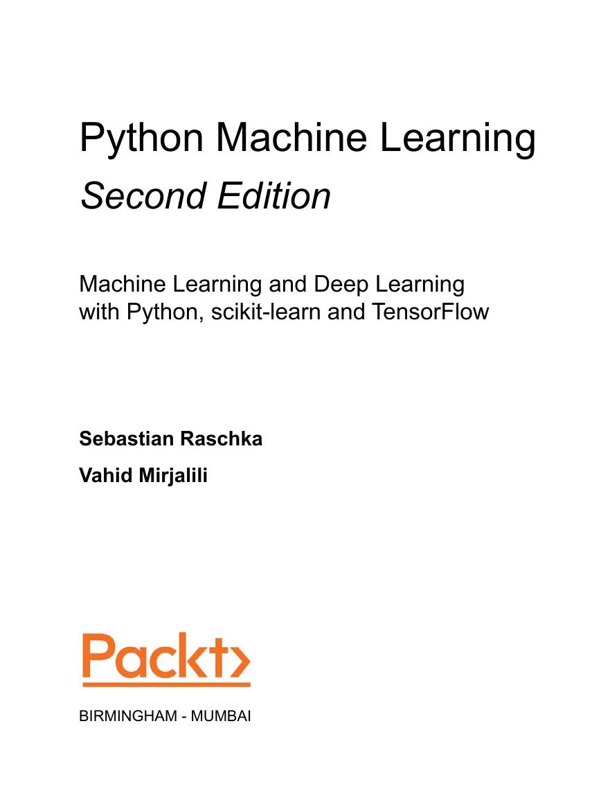 Sebastian Raschka, Vahid Mirjalili Python Machine Learning Machine
