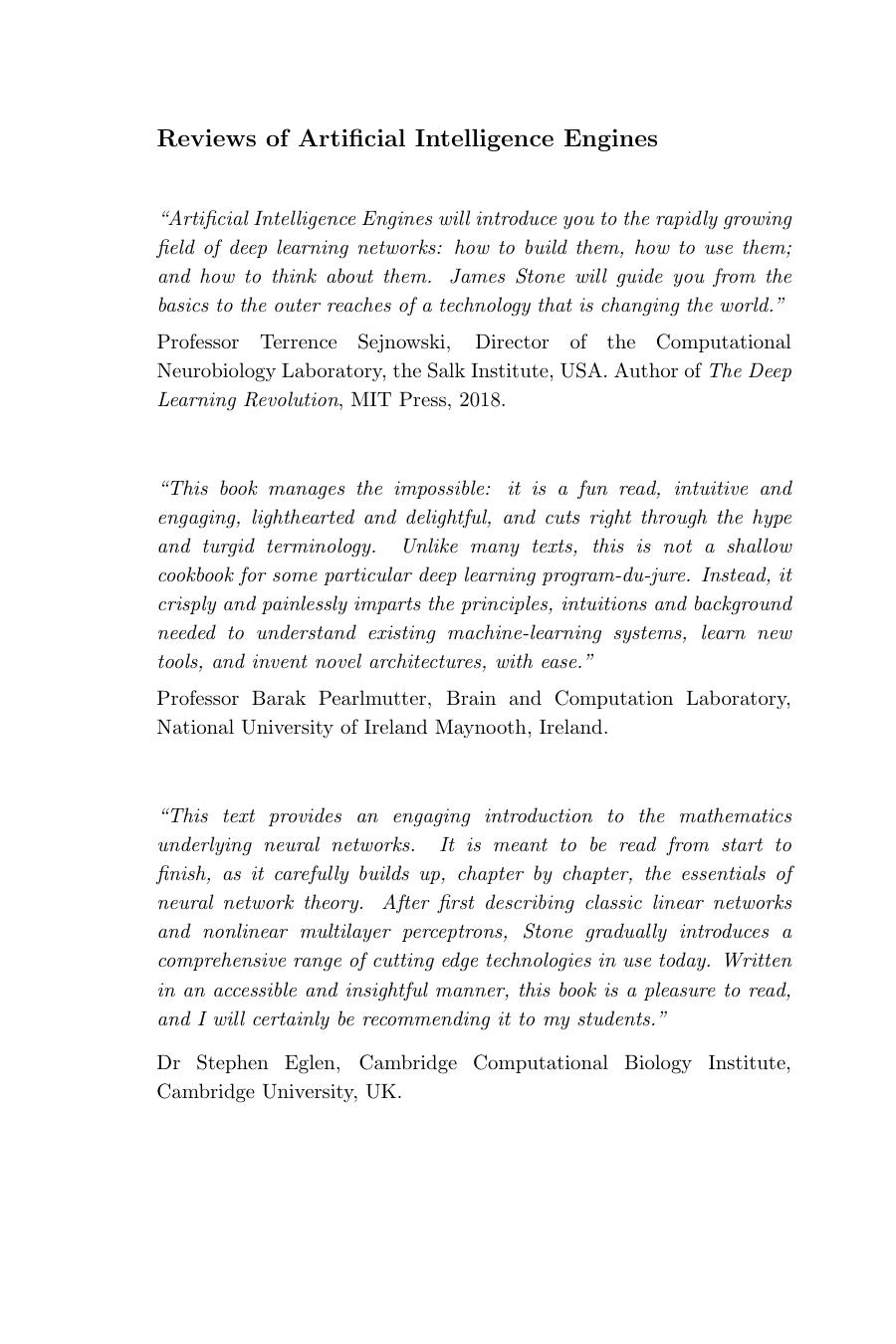Artificial Intelligence Engines A Tutorial Introduction to the Mathematics