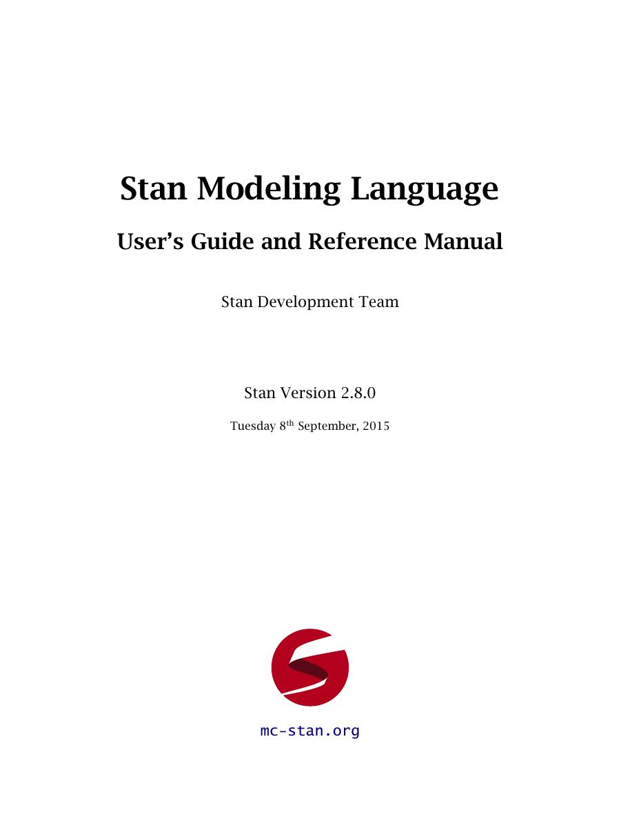 Stan Modeling Language: User's Guide and Reference Manual