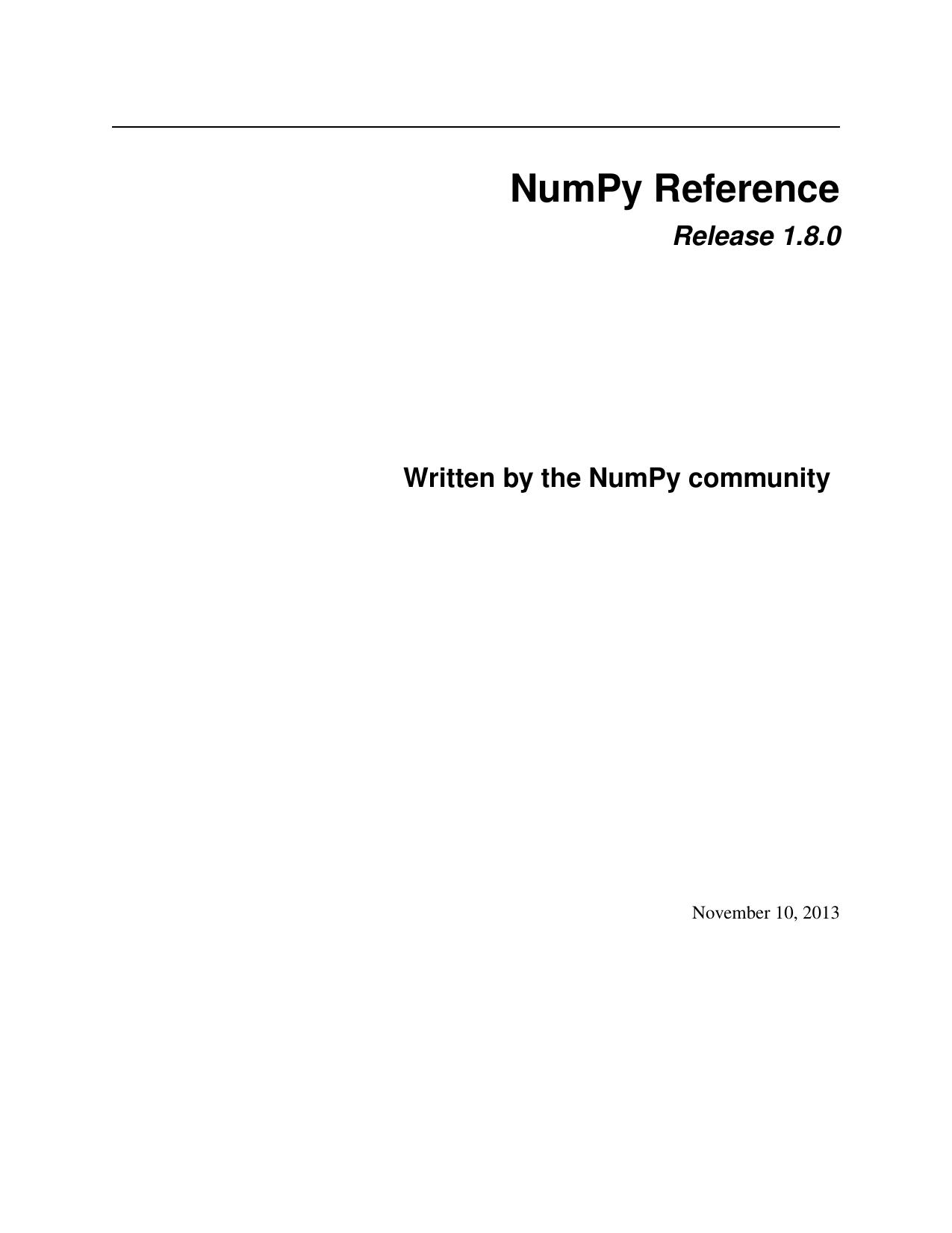 NumPy Reference Release 1.8.0