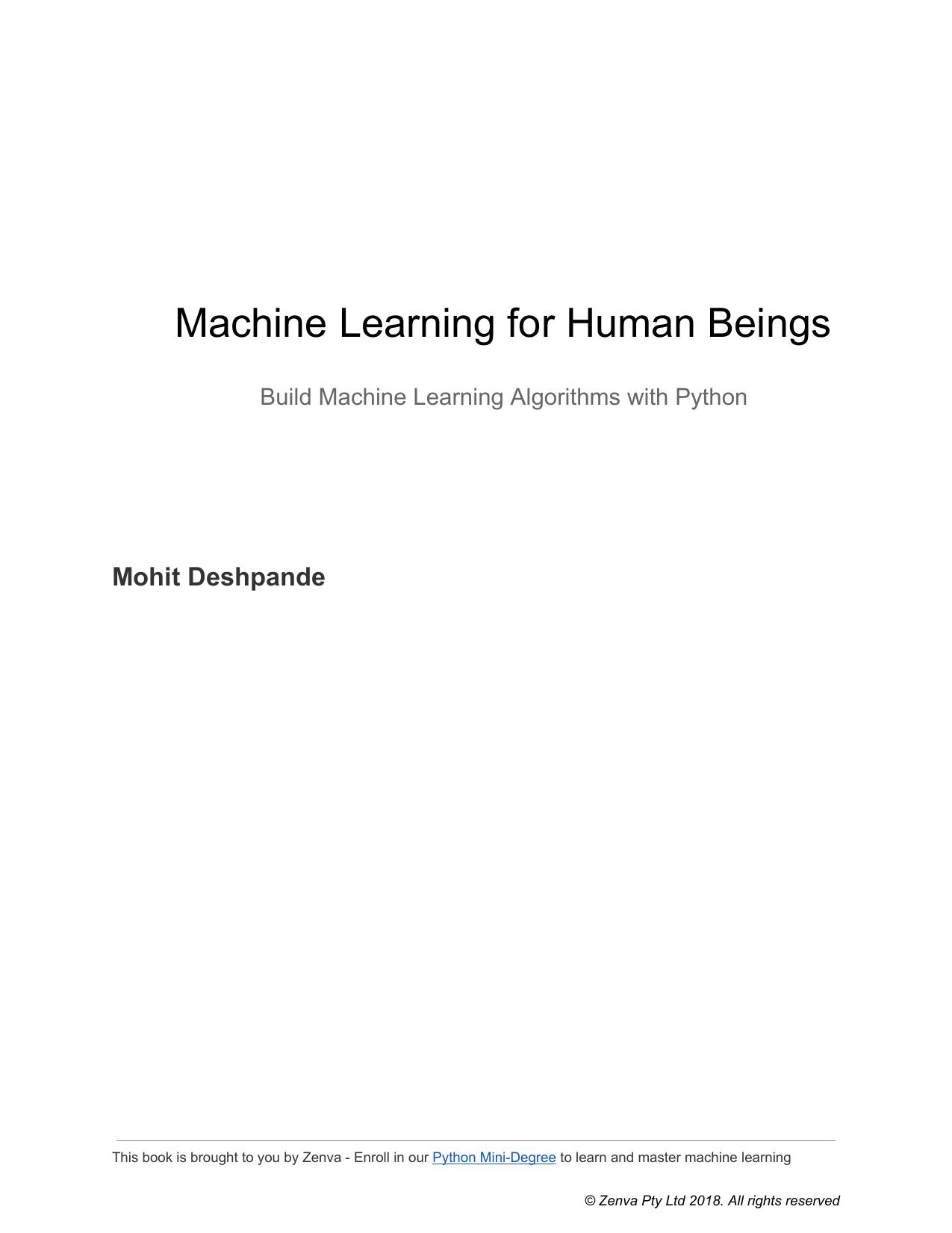Machine Learning For Human Beings