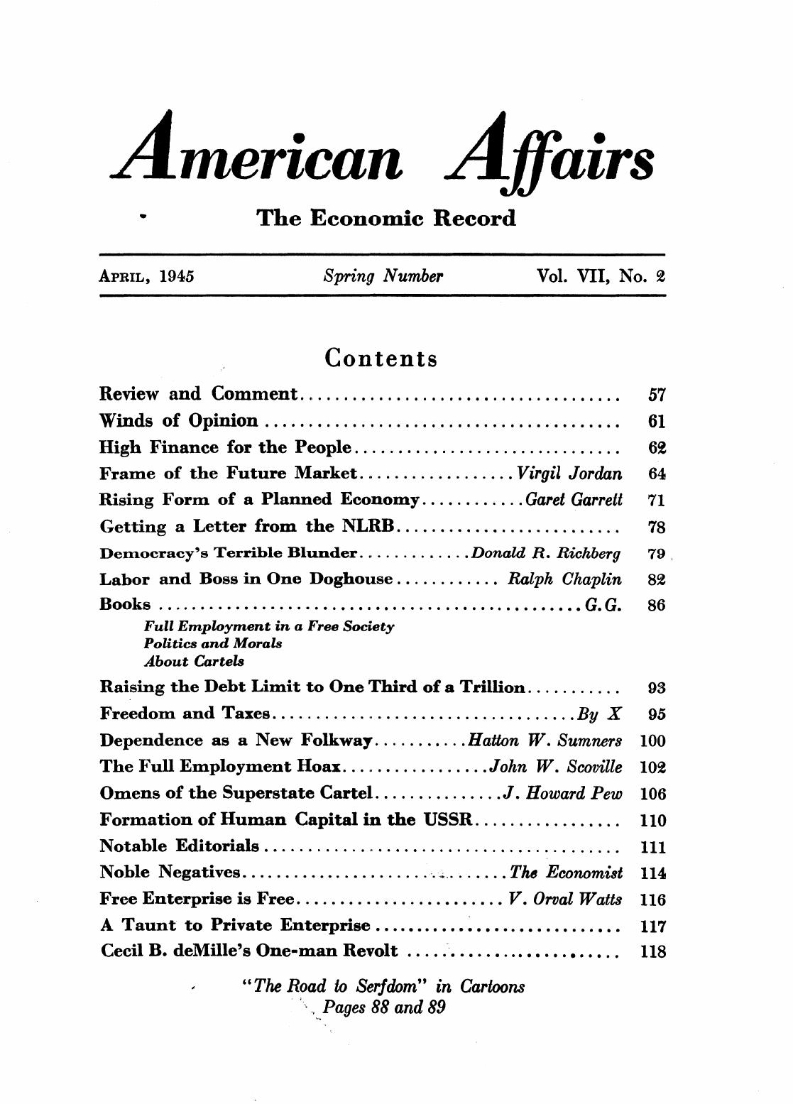 American Affairs, Vol VII, no 2, 1945
