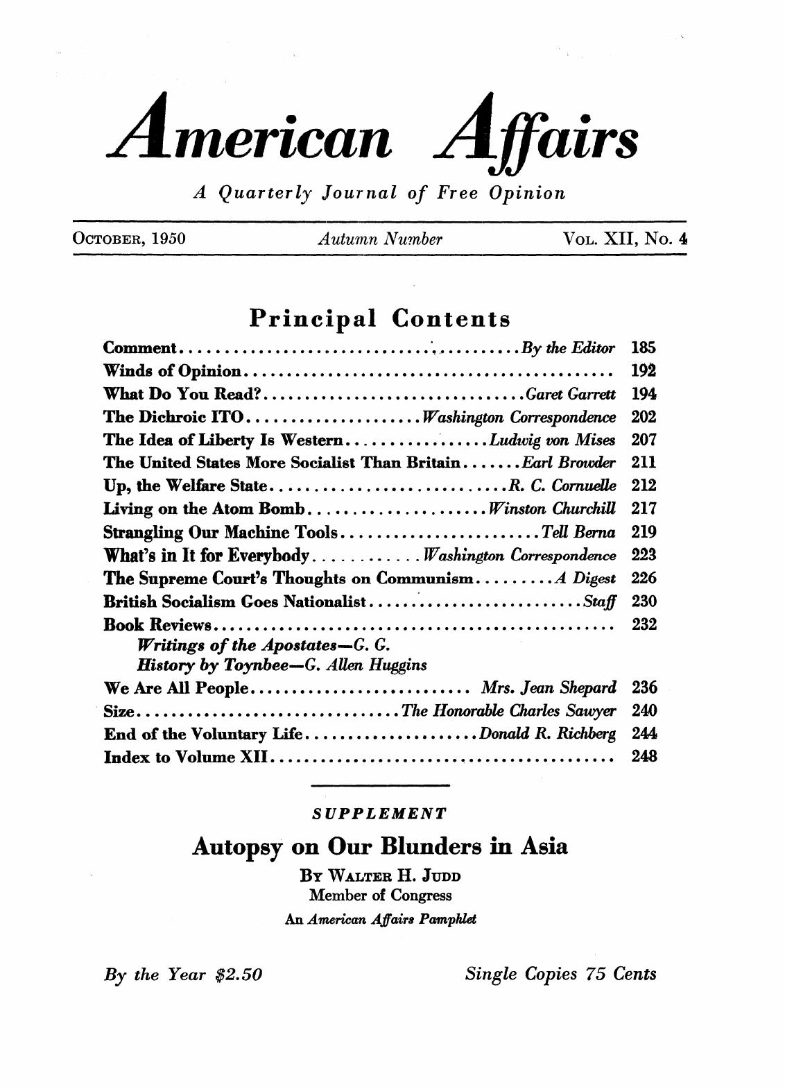 American Affairs, Vol XII, no. 4, 1950