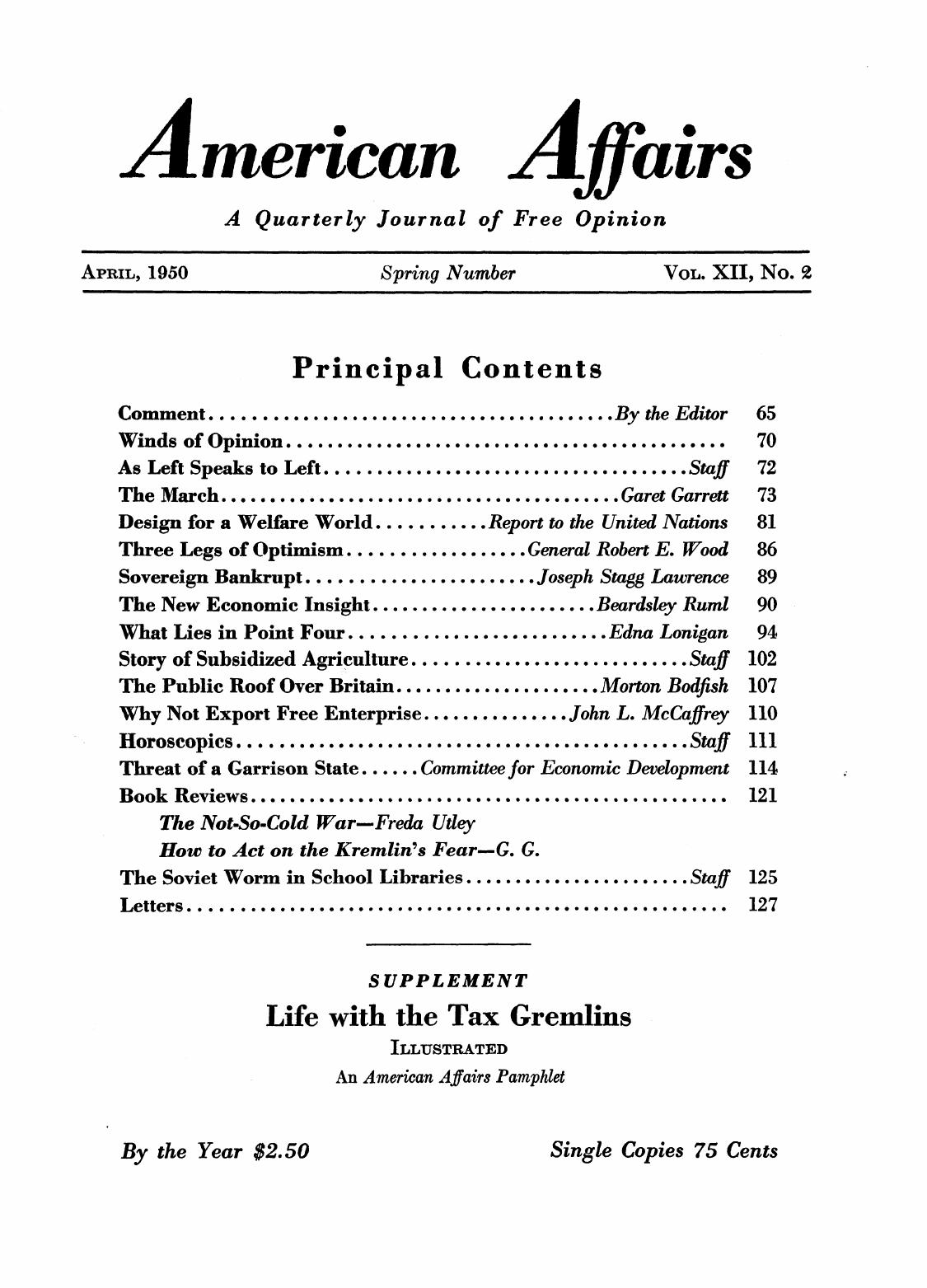 American Affairs, Vol XII, no. 2, 1950