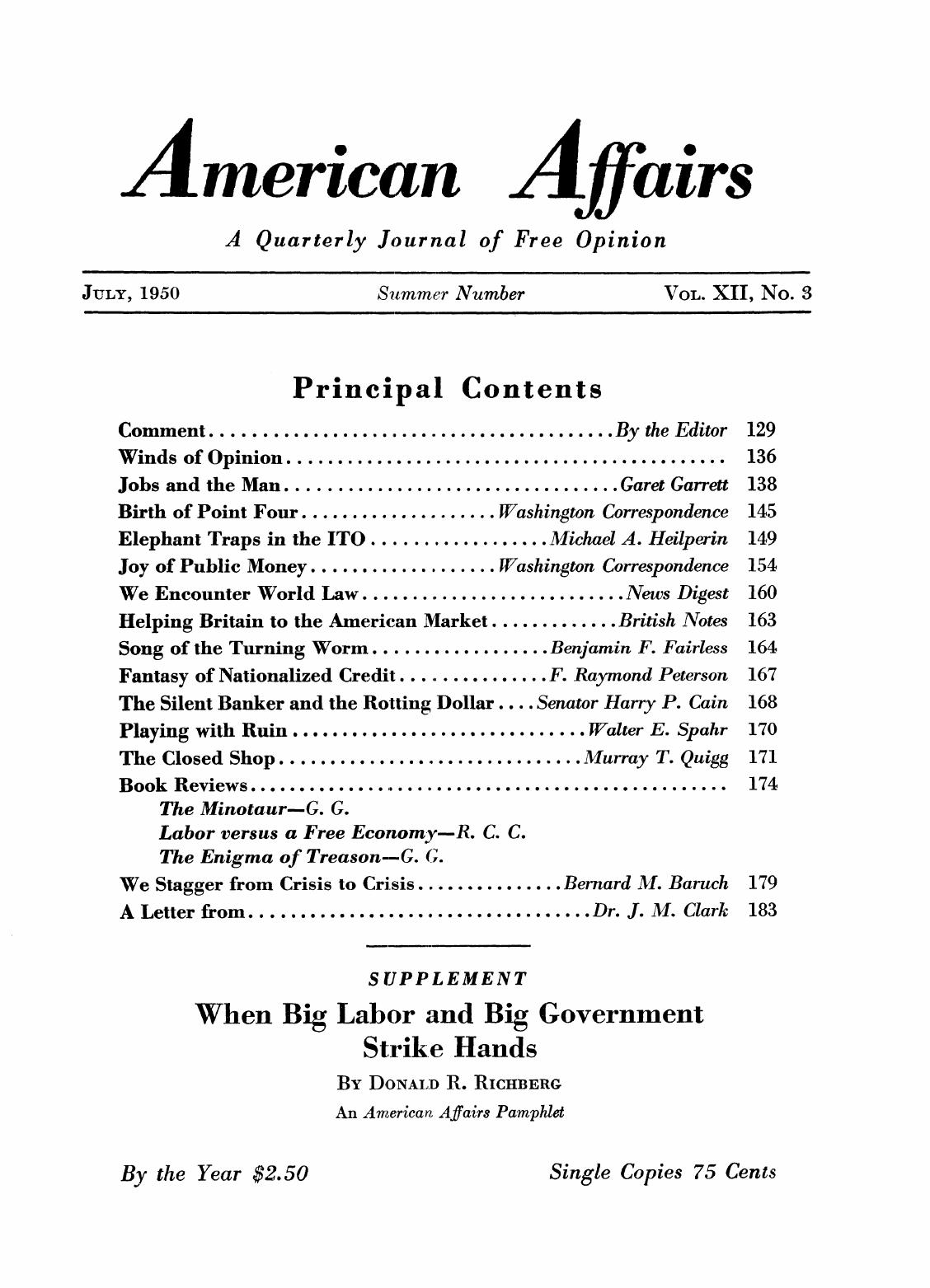 American Affairs, Vol XII, no. 3, 1950