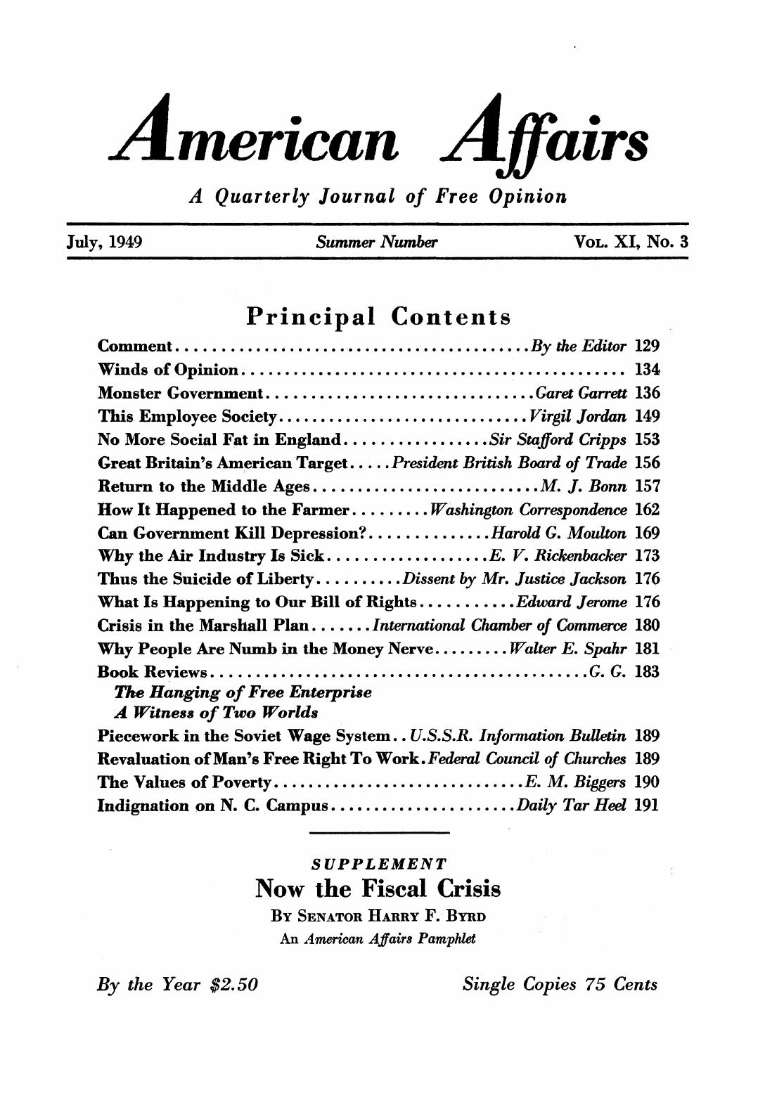 American Affairs, Vol XI, no. 3, 1949