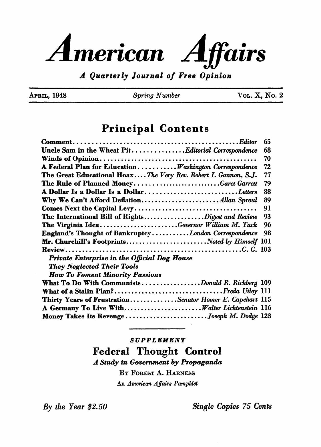 American Affairs, Vol X, no 2, 1948