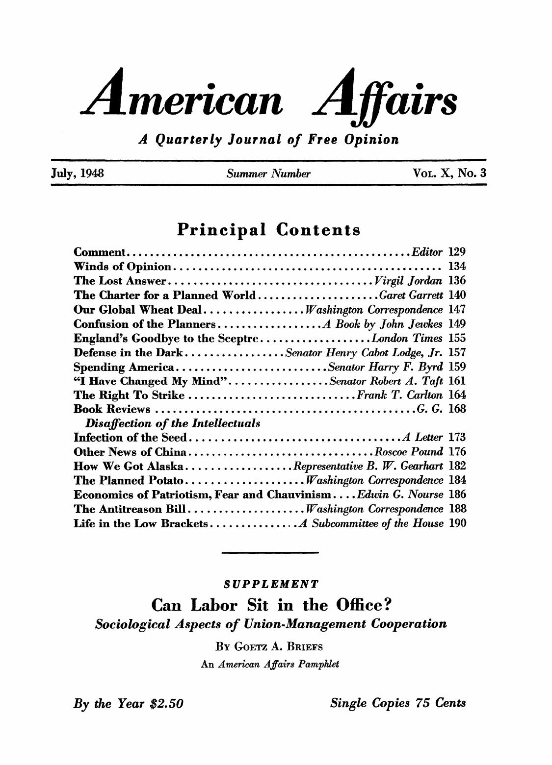 American Affairs, Vol X, no 3, 1948