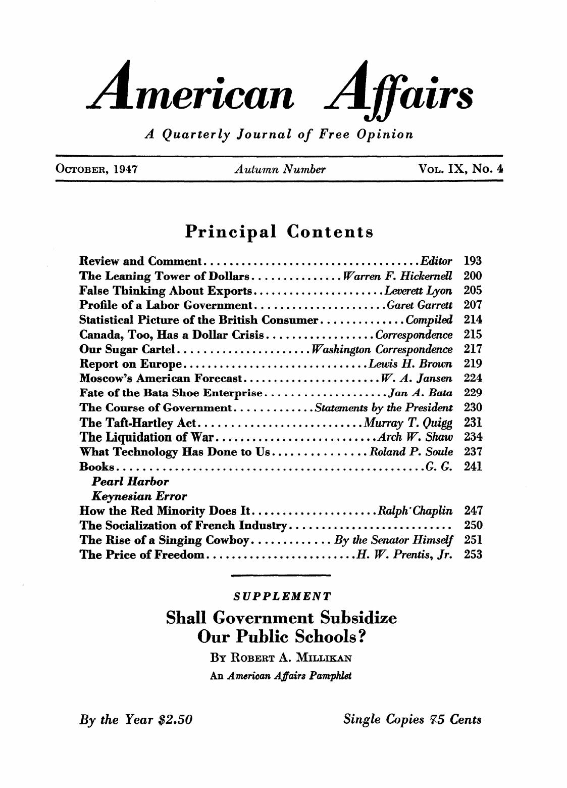 American Affairs, Vol IX, no 4 1947